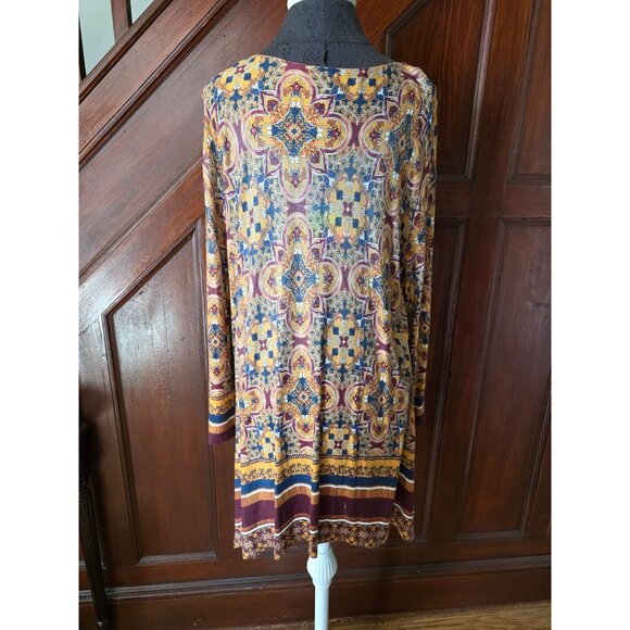 Ruby Rd. Multicolor Paisley Tunic Top With Beaded Neckline L - Picture 2 of 7